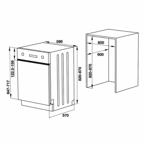 Máy rửa chén bát âm bán phần Hafele HDW-HI60B 533.23.210 5 Kích thước Máy rửa chén bát âm bán phần Hafele HDW-HI60B 533.23.210