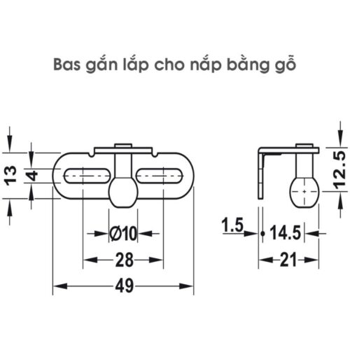 Pittong đẩy cánh tủ 100N Hafele 373.82.908 6 Kích thước pittong đẩy cánh tủ 100N Hafele 373.82.908
