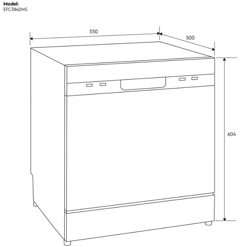 Kích thước máy rửa chén Electrolux EFC3862MS Kích thước máy rửa chén Electrolux EFC3862MS