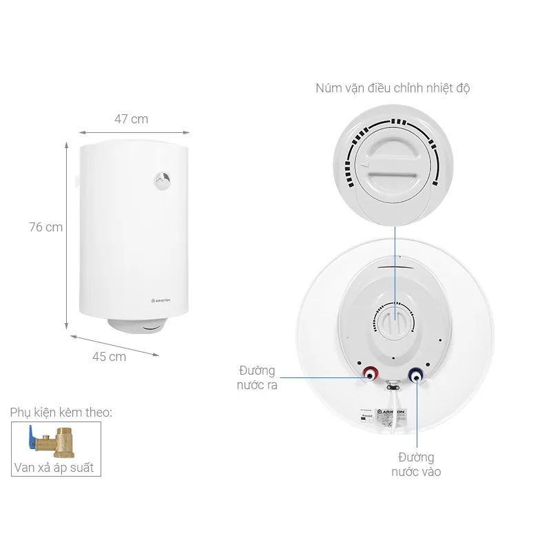 Kích thước máy nước nóng Ariston PRO R 80 V 2.5 FE 80 Lít Kích thước máy nước nóng Ariston PRO R 80 V 2.5 FE 80 Lít