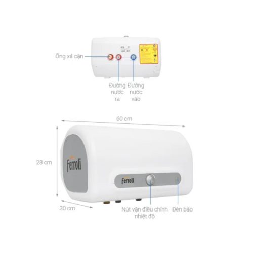 Kích thước máy nước nóng Ferroli QQ Evo 20L ME