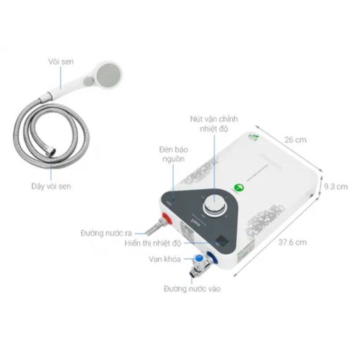 Kích thước máy nước nóng Kangaroo KG588WP